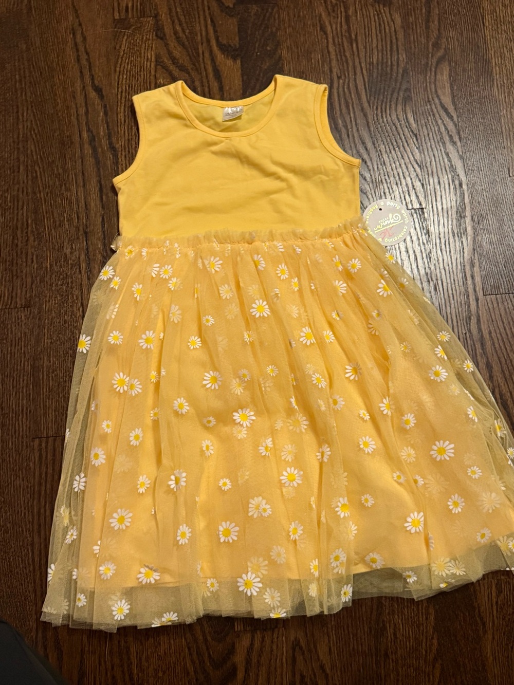 Sleeveless Yellow Daisy Tulle Dress for Kids